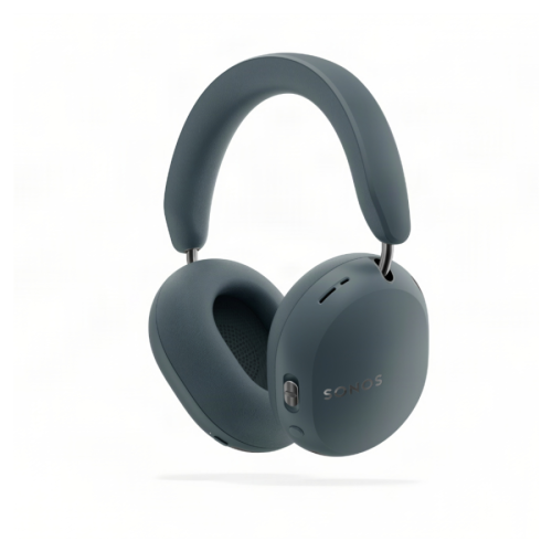 Blue-gray over-ear headphones with cushioned ear cups and padded headband, brand name 'SONOS' on the earcup.