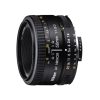 Close-up of a Nikon AF NIKKOR 50mm f/1.8D camera lens with focusing and aperture markings visible on the side (side view).
