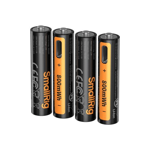 SmallRig 5769 – Σετ 4 Επαναφορτιζόμενων Μπαταριών Λιθίου AAA 470 mAh με USB-C