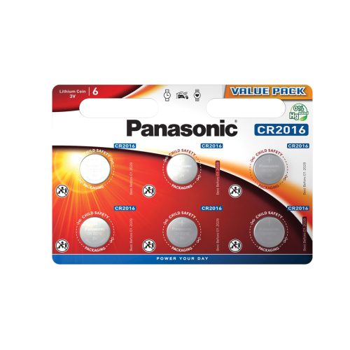 Panasonic CR2016L/6BP μπαταρία λιθίου κουμπί, 6pcs