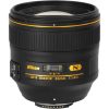 Nikon AF-S NIKKOR 85mm f/1.4G camera lens shown from the side with the gold branding ring and focus window visible.