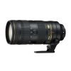 Nikon NIKKOR 70-200mm f/2.8 telephoto zoom lens with VR, shown from the side with a built-in tripod collar on a white background.