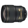 Nikon AF-S NIKKOR 28mm f/1.4E ED prime lens shown from the side with gold accent ring