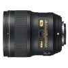 Nikon AF-S NIKKOR 28mm f/1.4E ED wide-angle camera lens viewed from the side