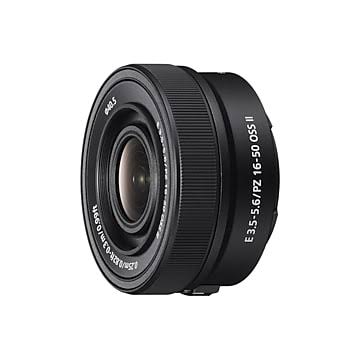Sony E 16-50mm f/3.5-5.6 OSS zoom lens viewed from a slight front angle